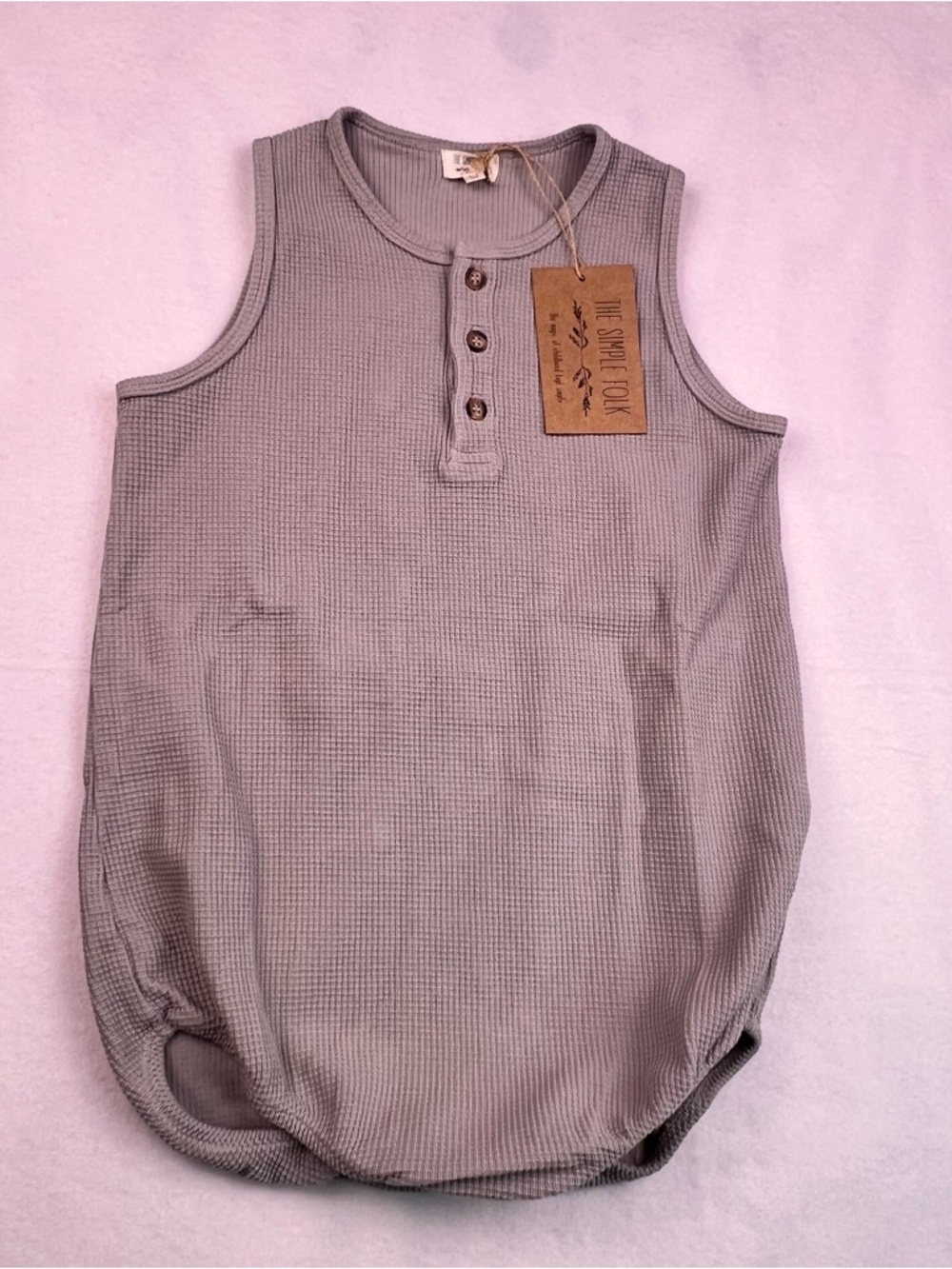 NWT The Simple Folk The Seeker Romper Lead Gray 6/7 y Organic
Waffle Weave